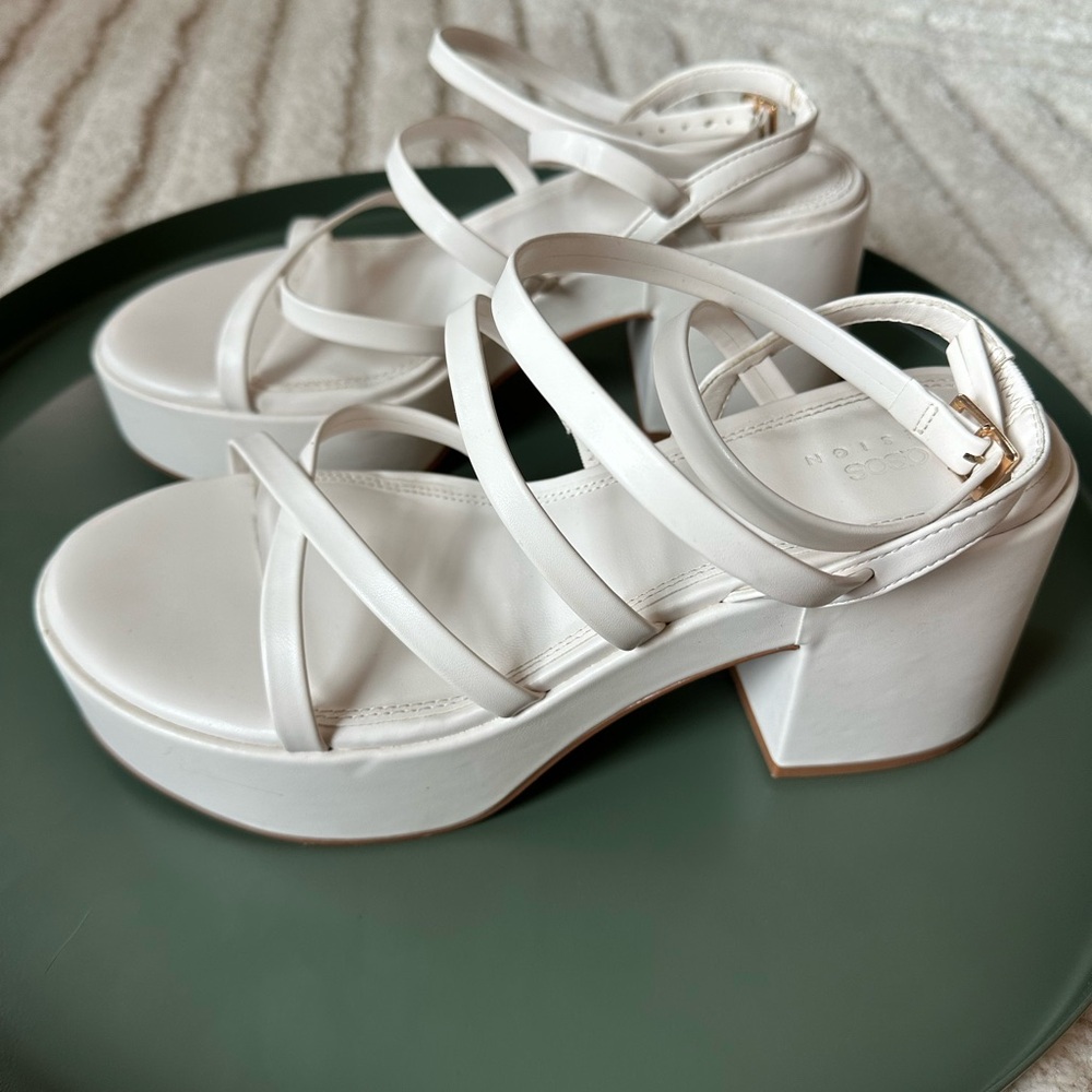 ASOS White Platform Sandals with Chunky Heel bridal